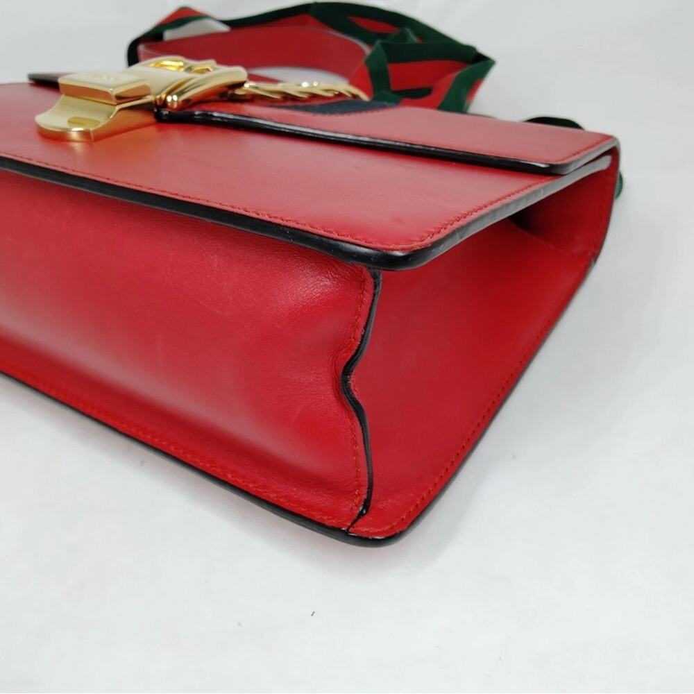 Authentic Gucci Shoulder Bag Sherry Line Red Leather - Picture 7 of 12